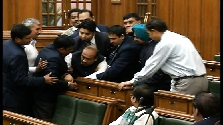 Watch: Marshals drag out BJP MLAs from Delhi Assembly during discussion on Jan Lokpal Bill