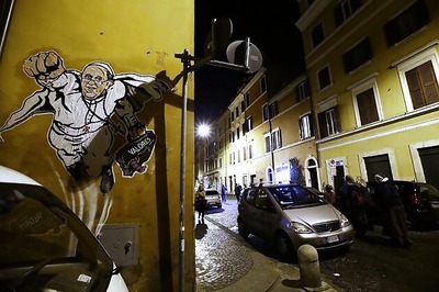SuperPope graffiti of Francis sprouts up in Vatican