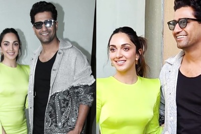 Glam Alert! Kiara Advani shines in neon dress, Vicky Kaushal looks dapper. PICS