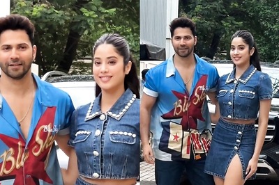 Janhvi Kapoor Looks Chic In All Denim Outfit, Varun Opts For Casuals As They Promote Bawaal; Watch